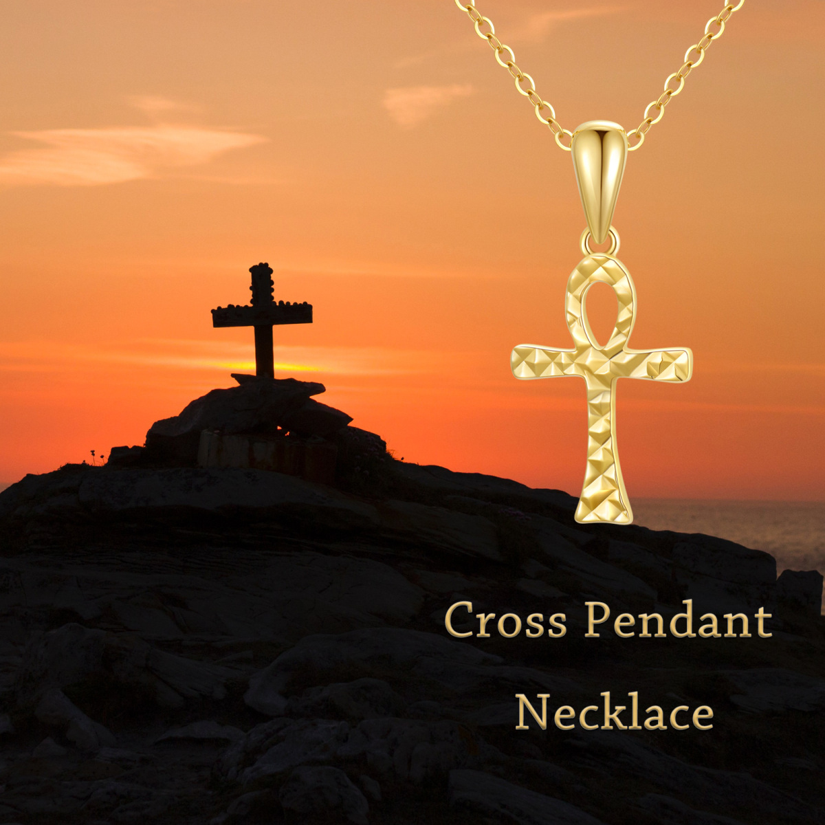 10K Gold Ankh Pendant Necklace-5