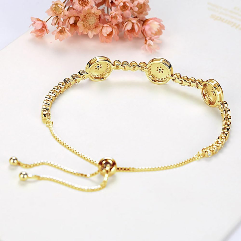 10 Karat Gold Aquamarin Moissanit Evil Eye Box Kettenarmband für Damen-4