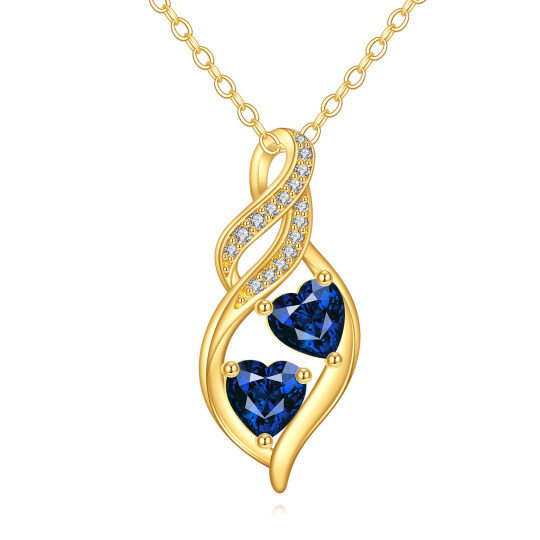 14K Gold Aquamarine & Moissanite Heart Pendant Necklace
