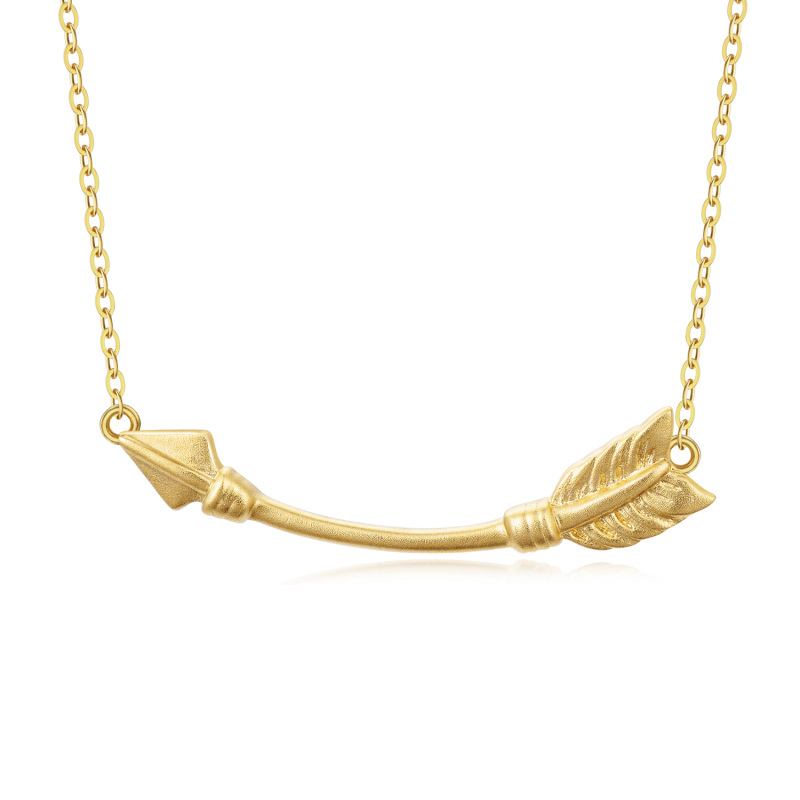 Colar com pendente de flecha em ouro 14K-1