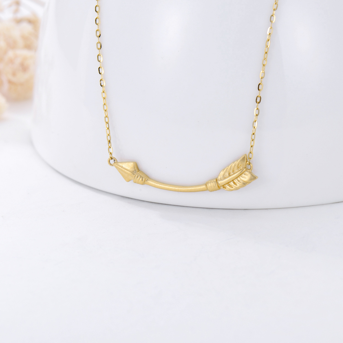 10K Gold Arrow Pendant Necklace-3