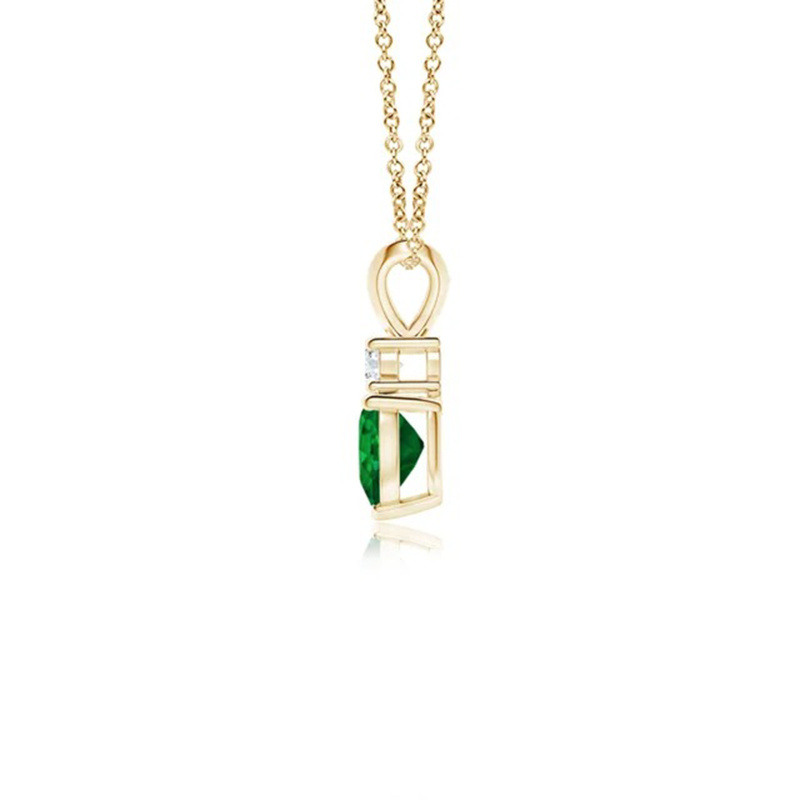 18K Gold Artificial Emerald Heart Pendant Necklace-3