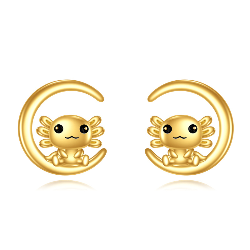 Brincos de pino de axolote de ouro 10K-5