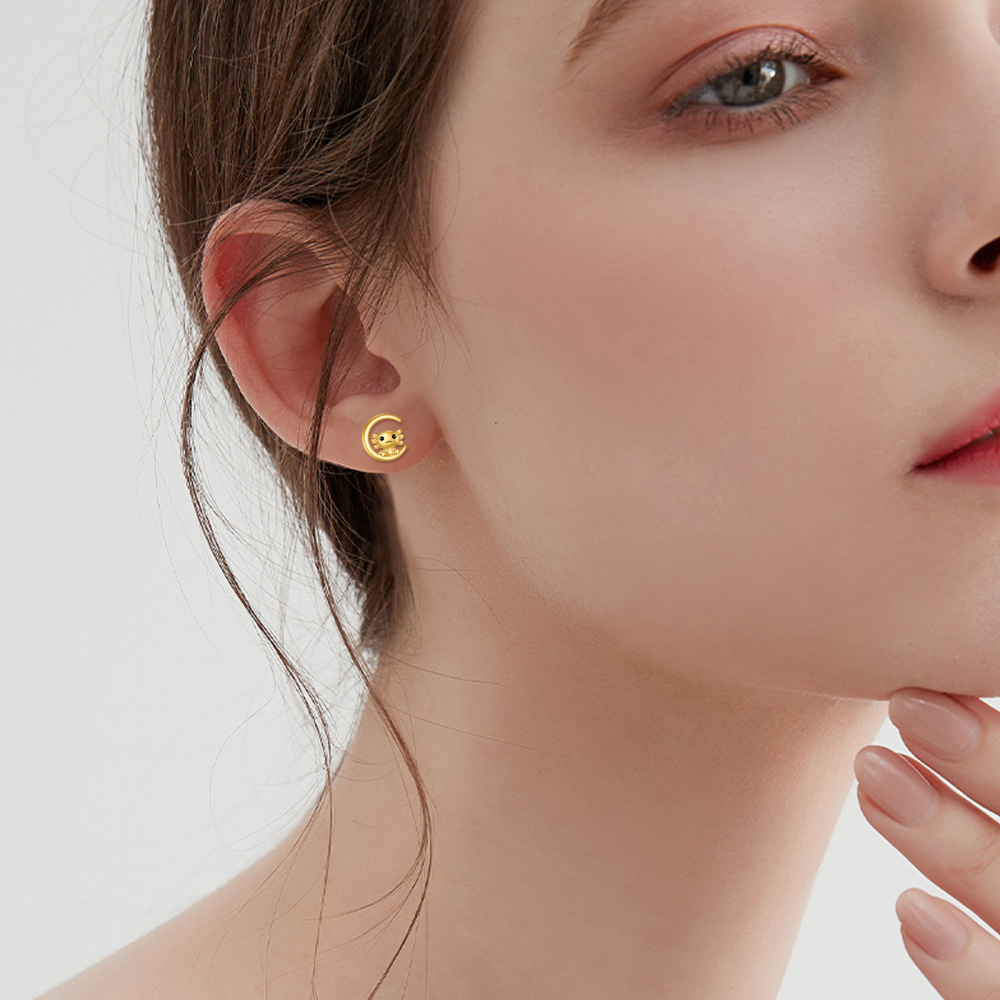 10K Gold Axolotl Stud Earrings-2