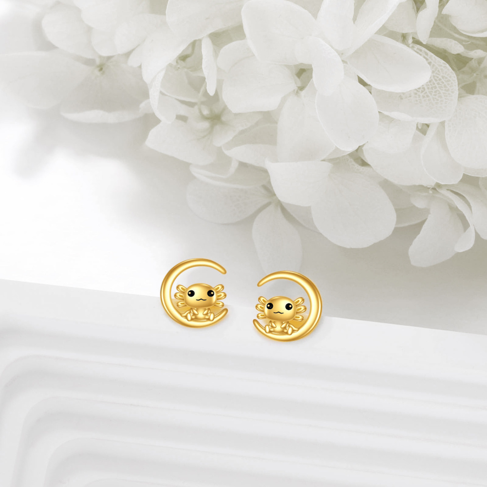 10K Gold Axolotl Stud Earrings-4