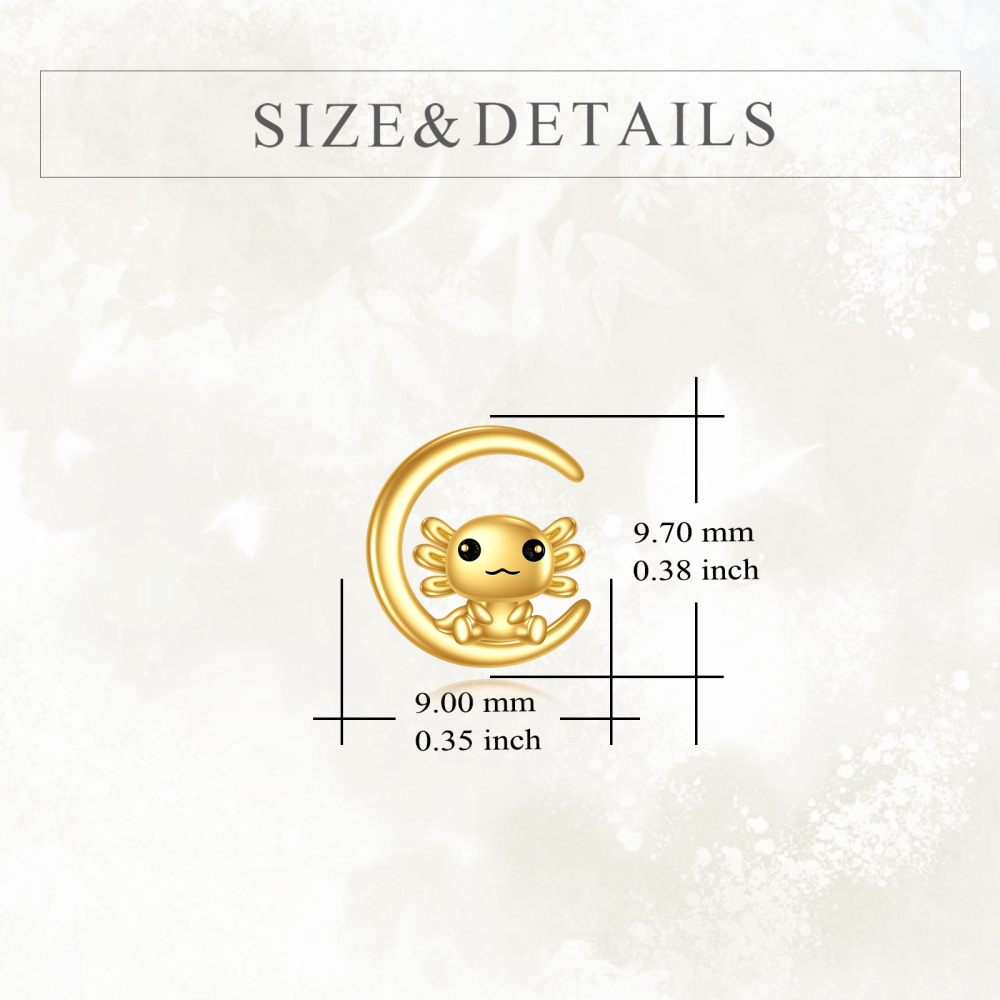 10K Gold Axolotl Stud Earrings-5