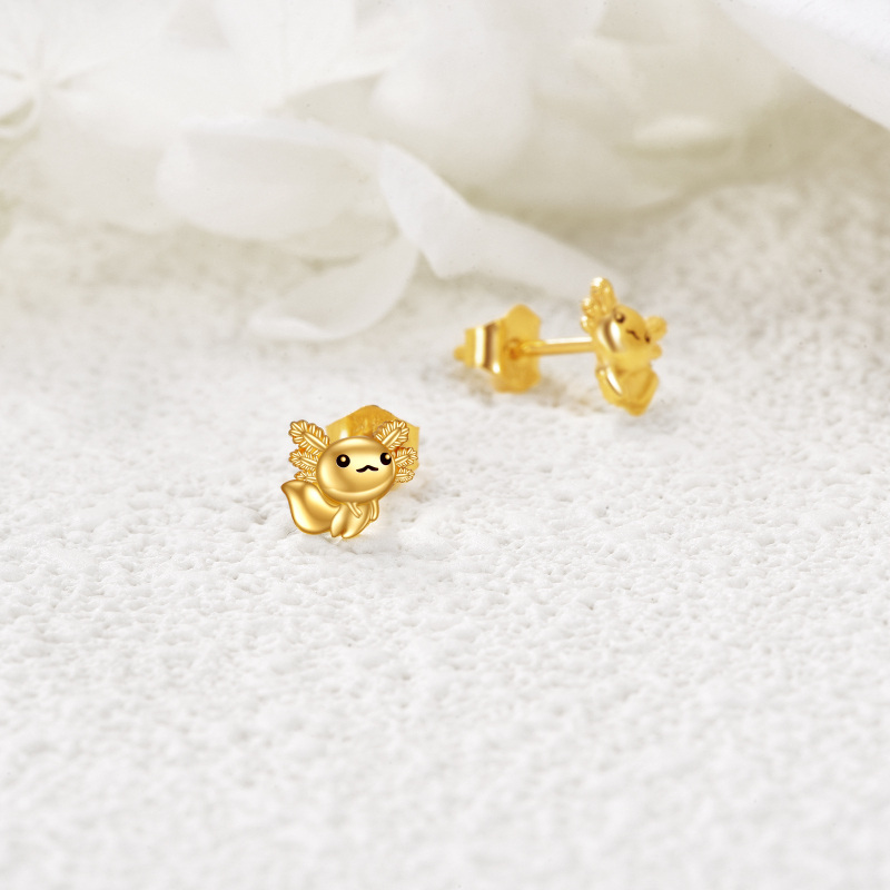 10K Gold Axolotl Stud Earrings-4