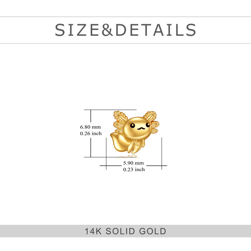 10K Gold Axolotl Stud Earrings-5