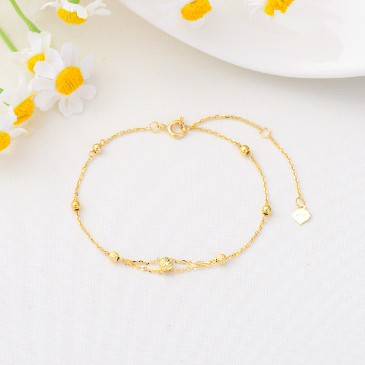 10K Gold Ball Beads Bracelet-3