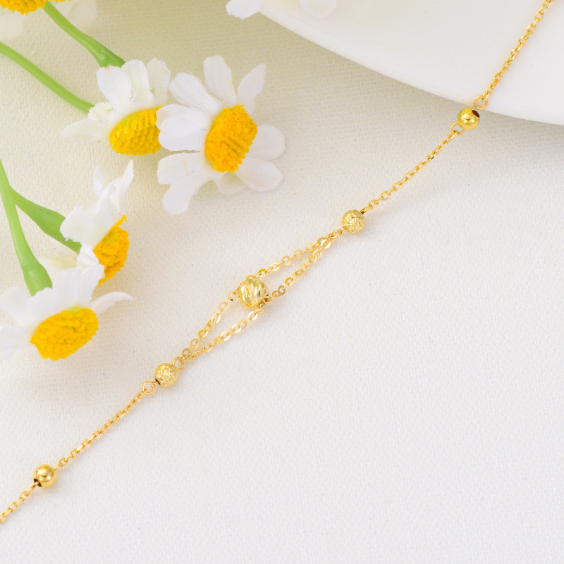 10K White Gold Ball & Bead Metal Beads Bracelet-4