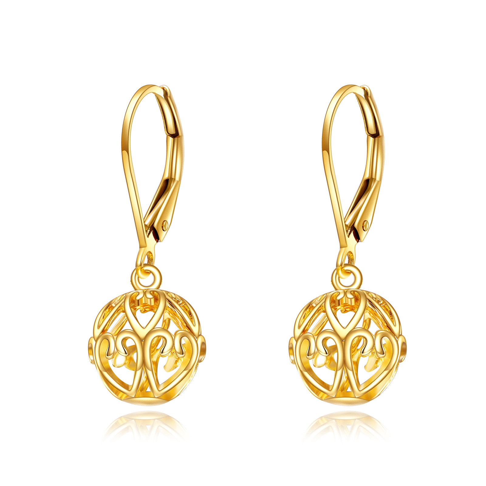 14K Gold Ball Lever… - image