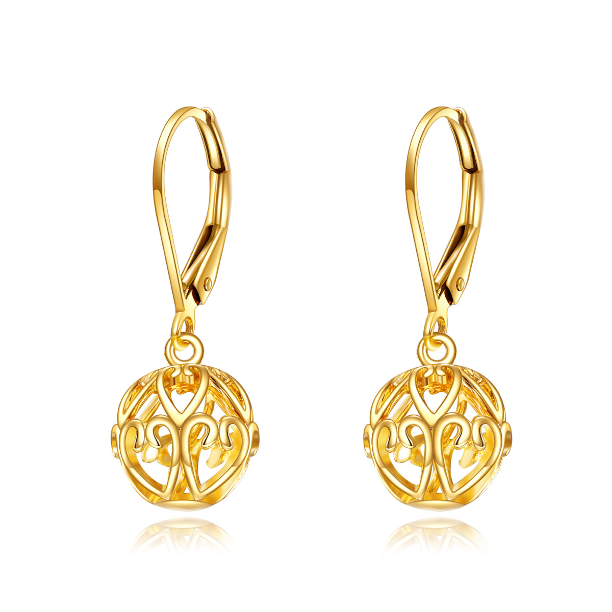 Pendientes Gota Bola Oro 14K-1