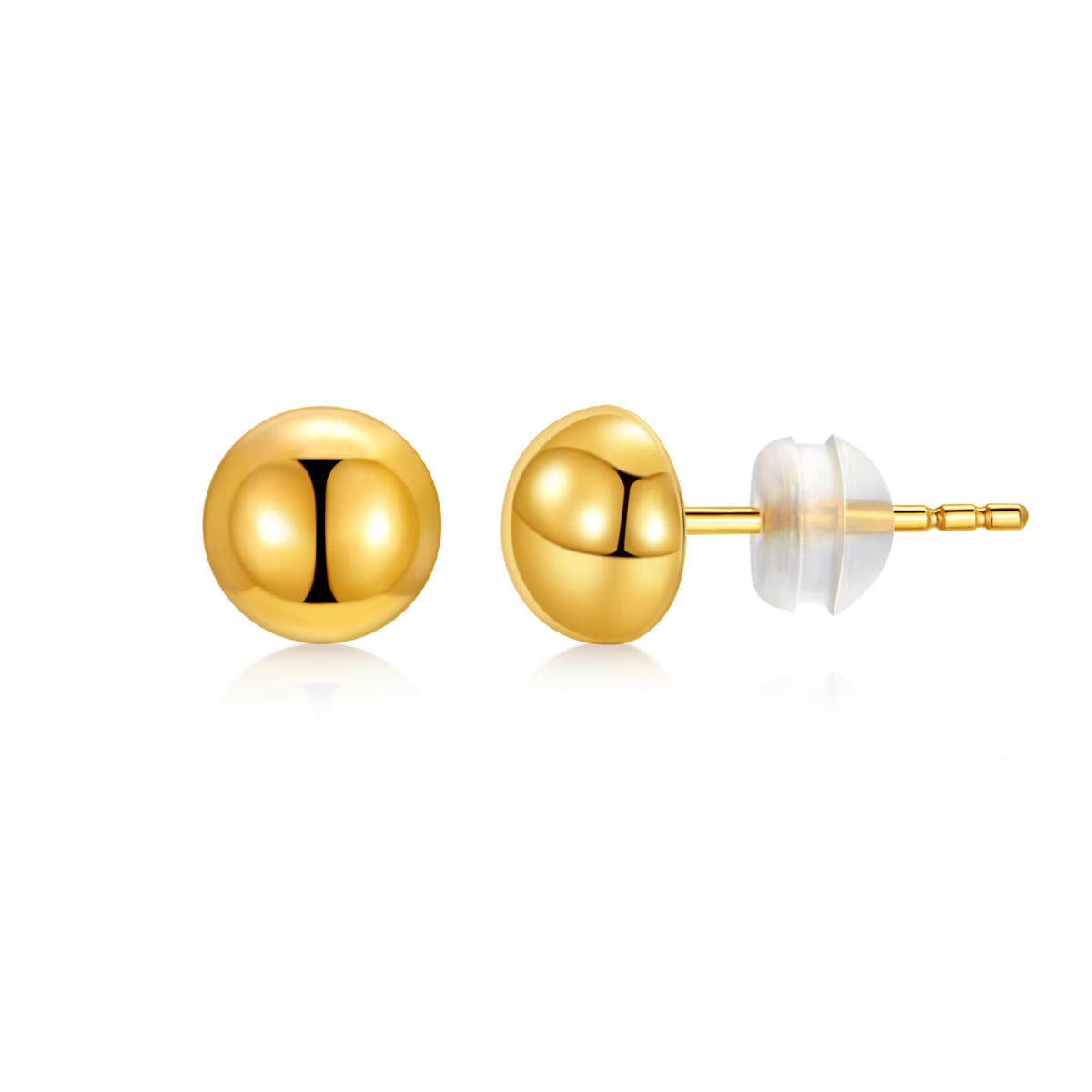 10K Gold Ball Stud Earrings-1