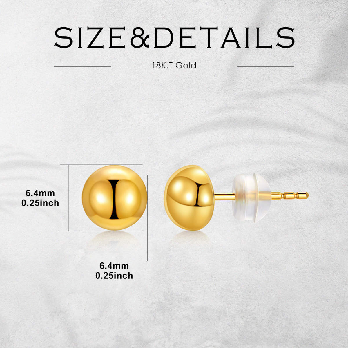 10K Gold Ball Stud Earrings-3