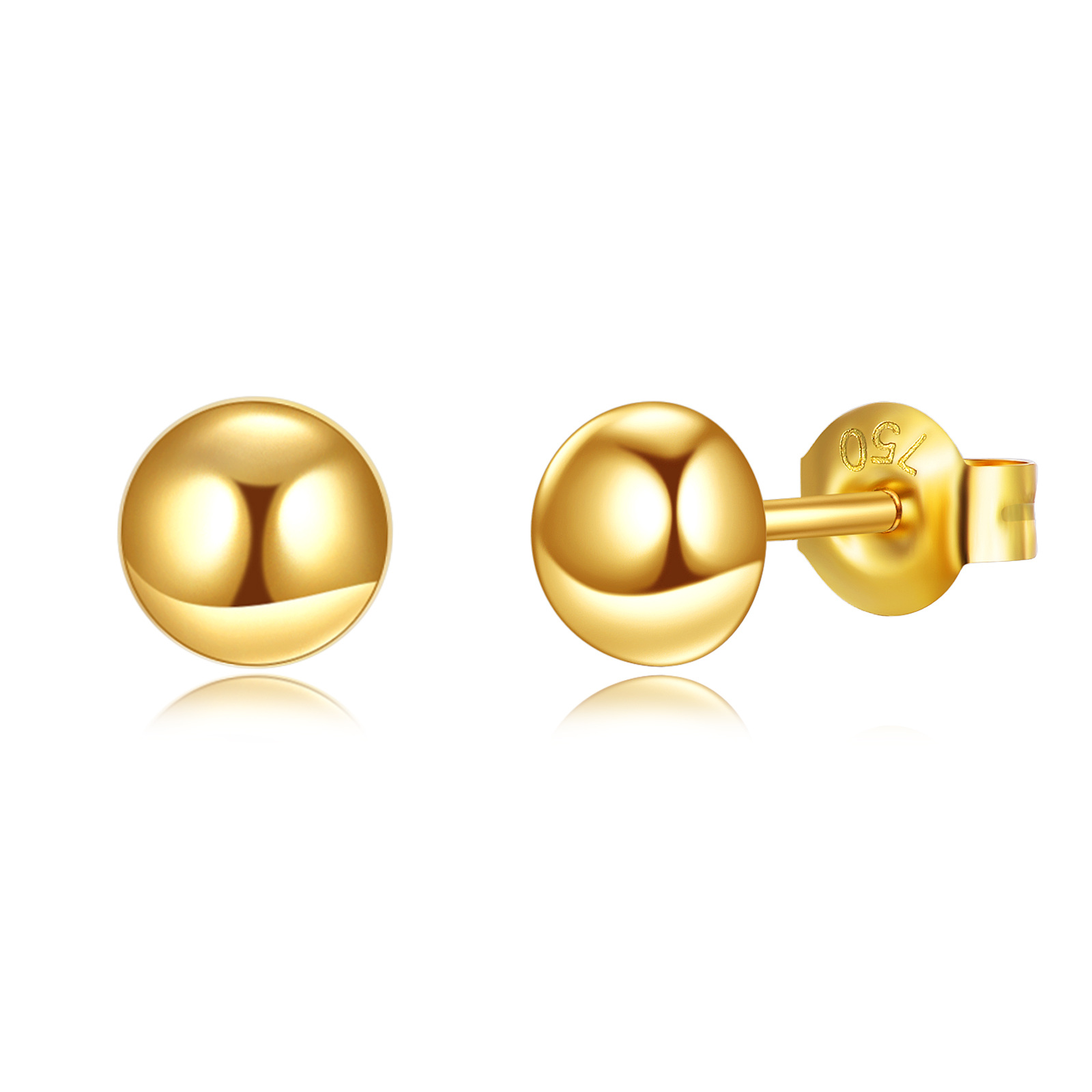 18K Gold Ball Stud … - image