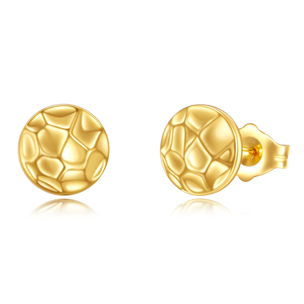 10K Gold Ball Stud Earrings-1