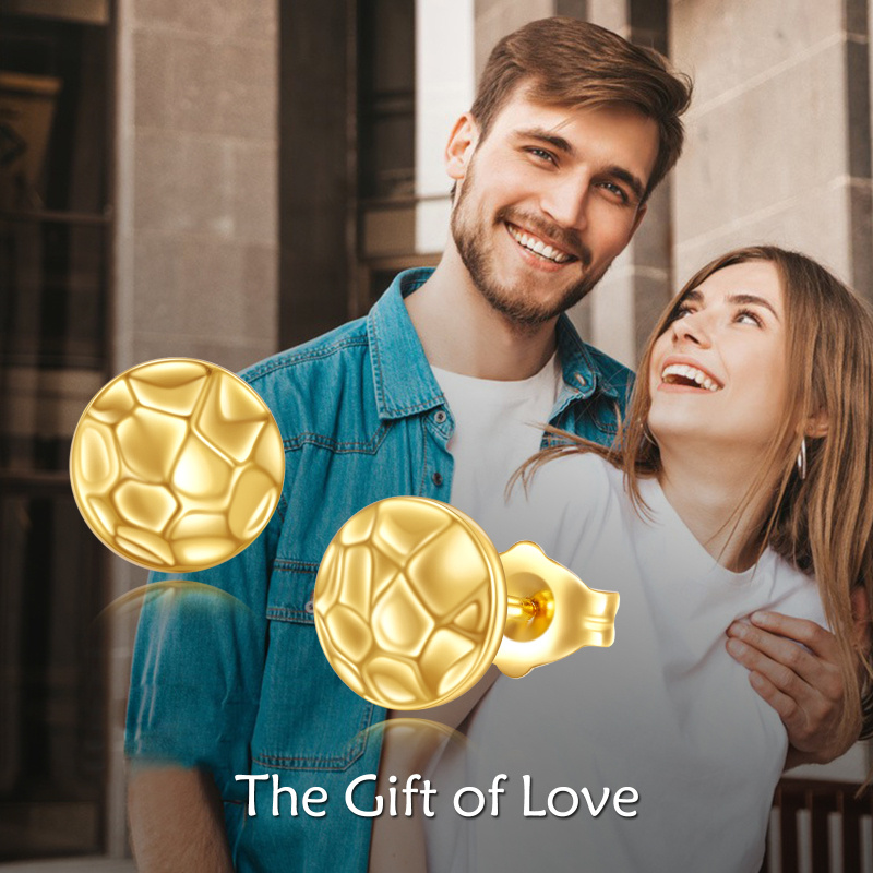 10K Rose Gold Ball Stud Earrings-6