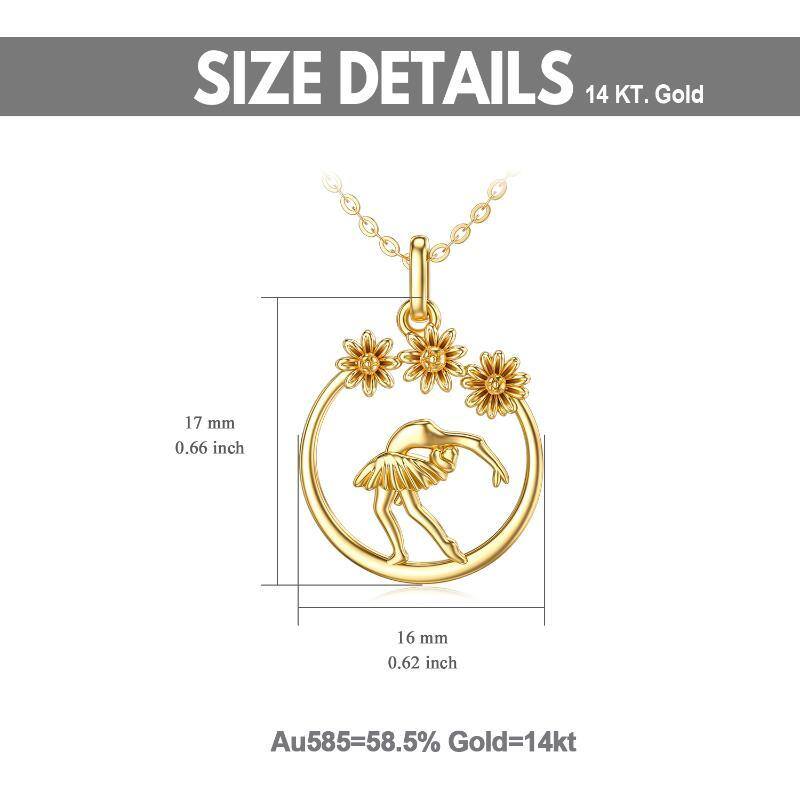 10K Gold Ballet Dancer Pendant Necklace-5