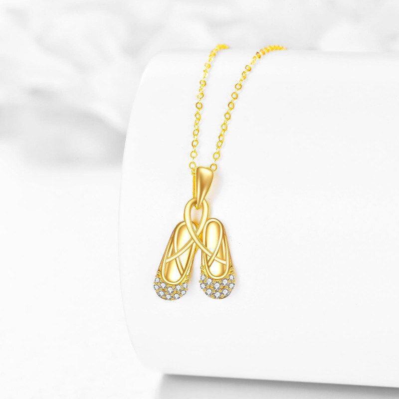 Halskette mit Anhänger in Form von Ballettschuhen aus 10-karätigem Weißgold mit Zirkonia-3
