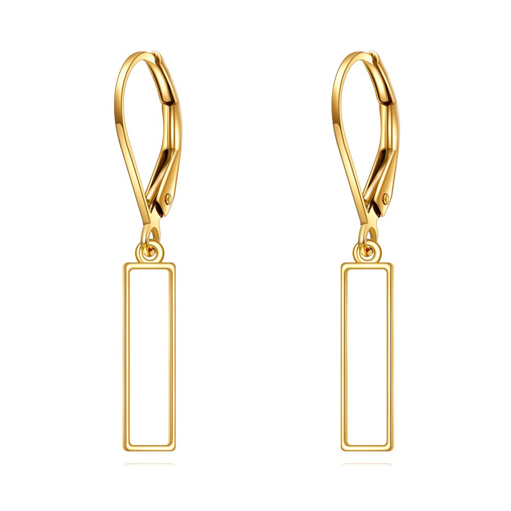 10K Gold Bar Drop Earrings-1
