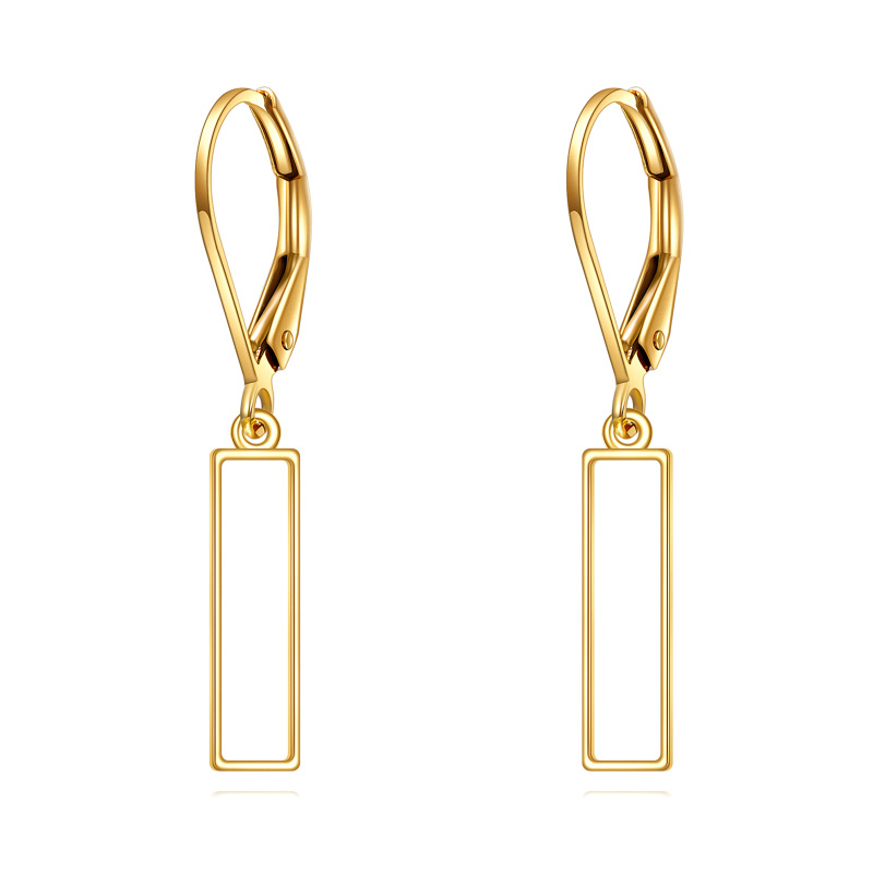 10K Gold Bar Drop Earrings-17