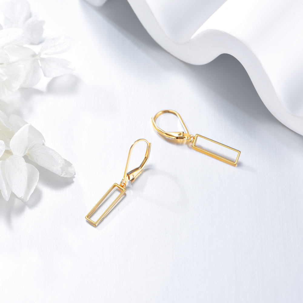 10K Gold Bar Drop Earrings-3