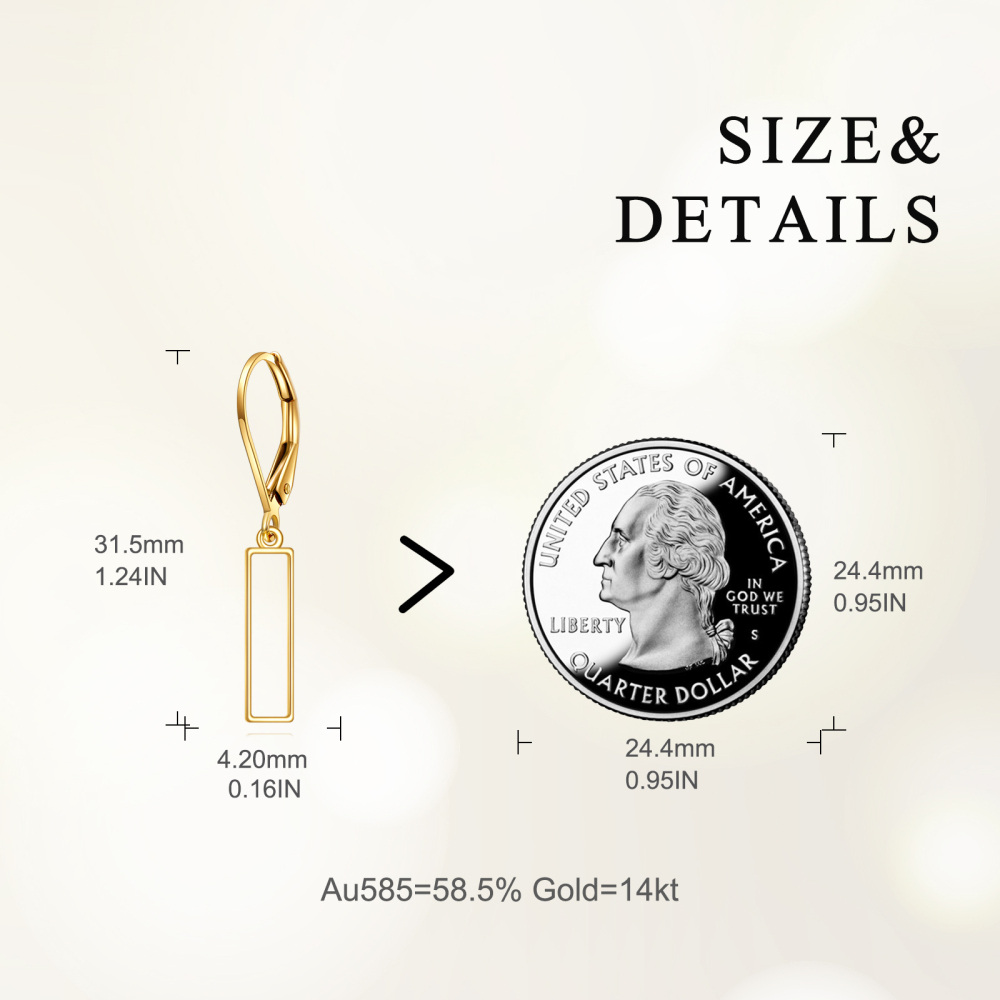 10K Gold Bar Drop Earrings-4