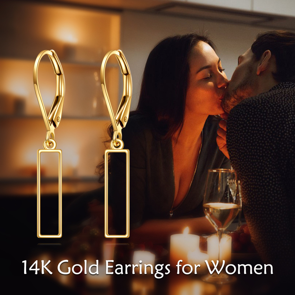 10K Gold Bar Drop Earrings-5