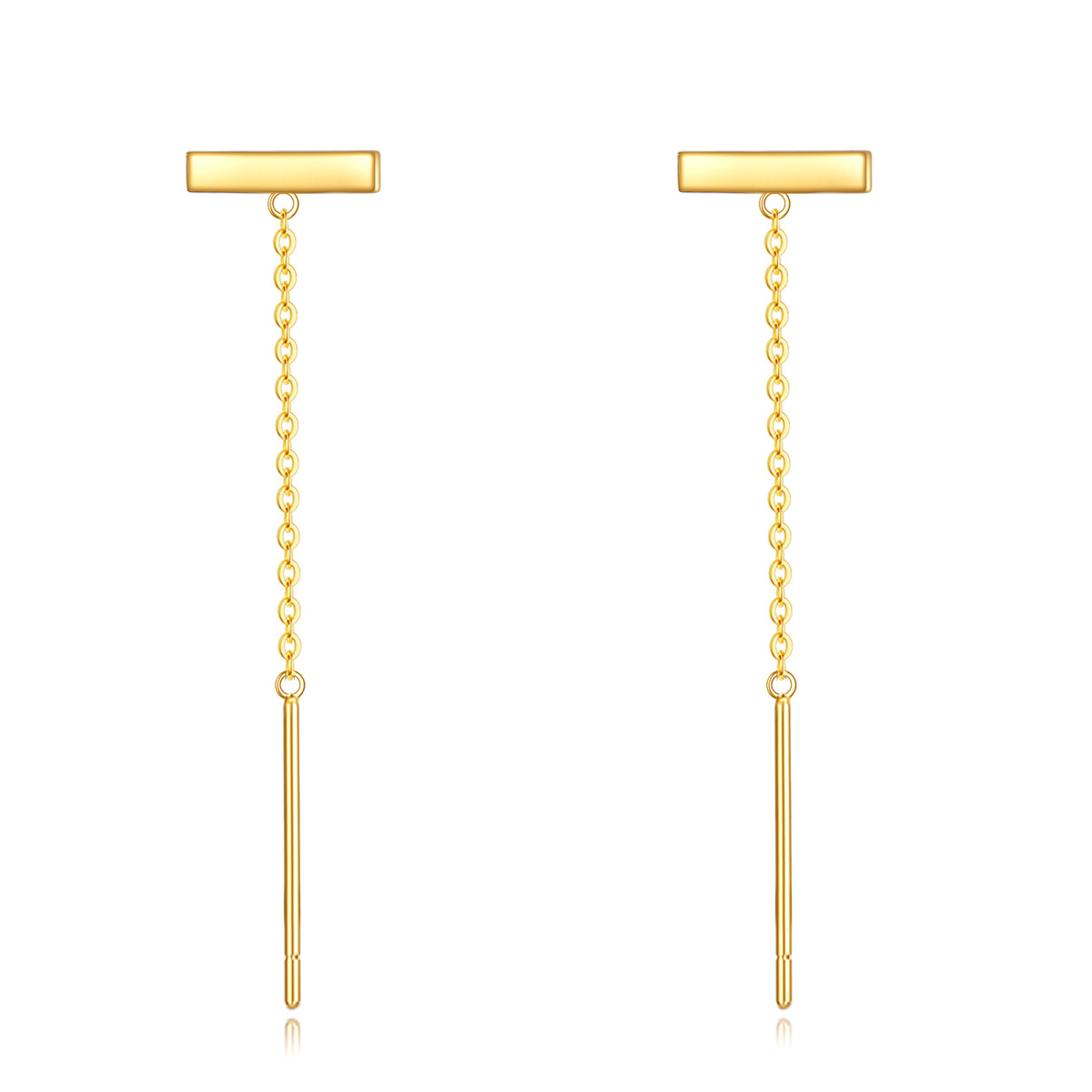 10K Gold Bar Drop Earrings-1