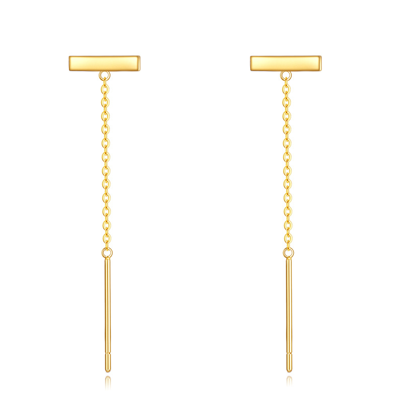 14K Gold Bar Drop Earrings