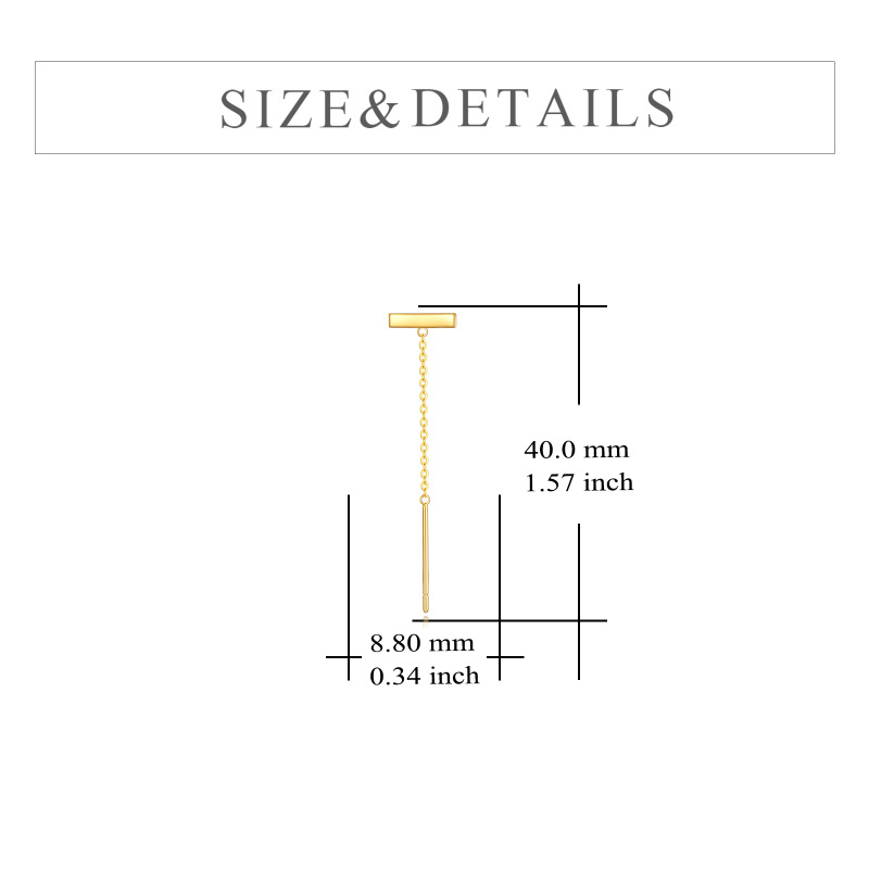 14K Gold Bar Drop Earrings-5