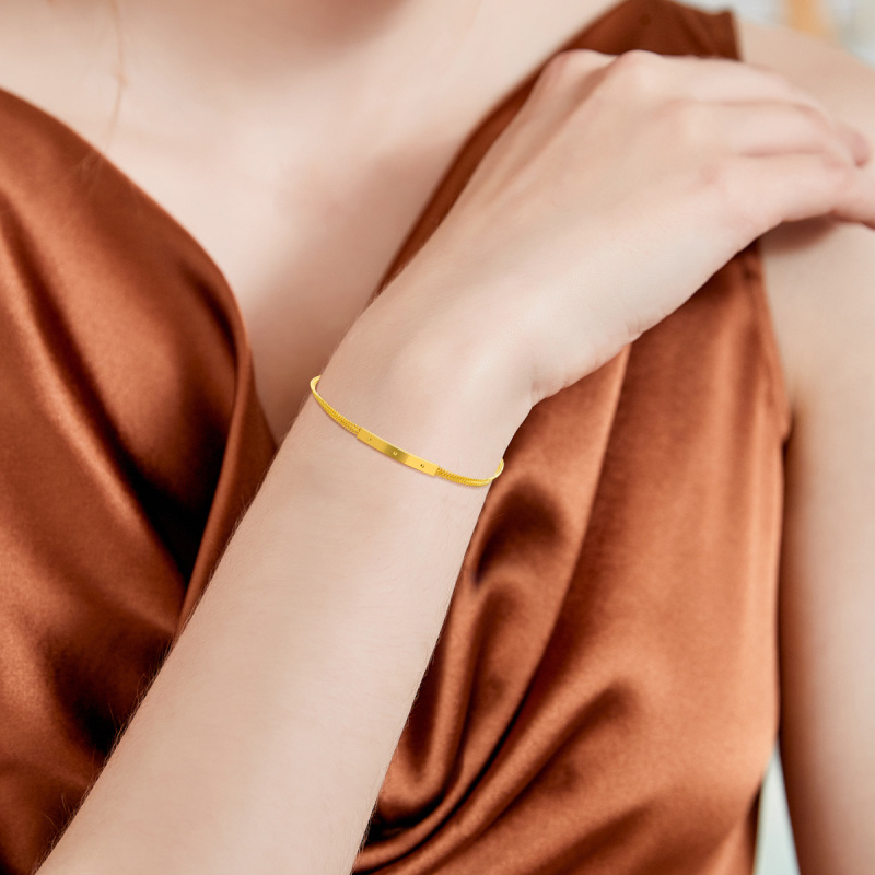 10K Goldbarren-Identifikationsarmband für Damen-2