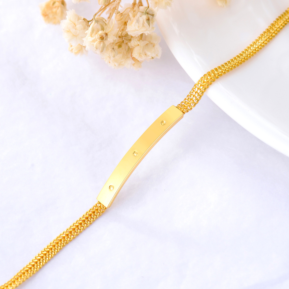 10K Gold Bar Identification Bracelet for Women-4