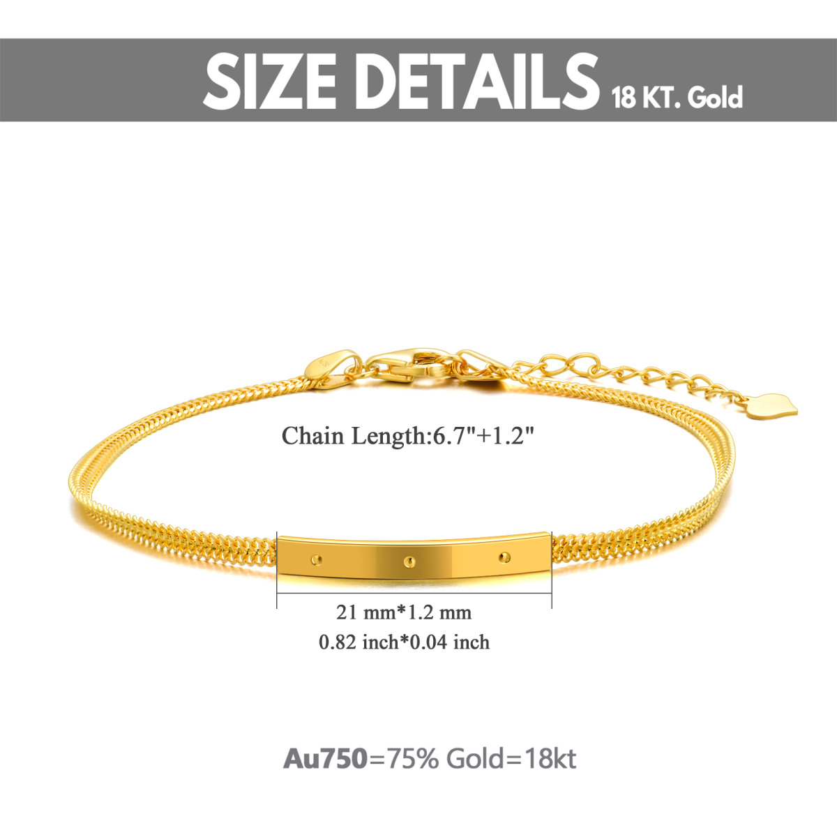 10K Gold Bar Identification Bracelet for Women-5