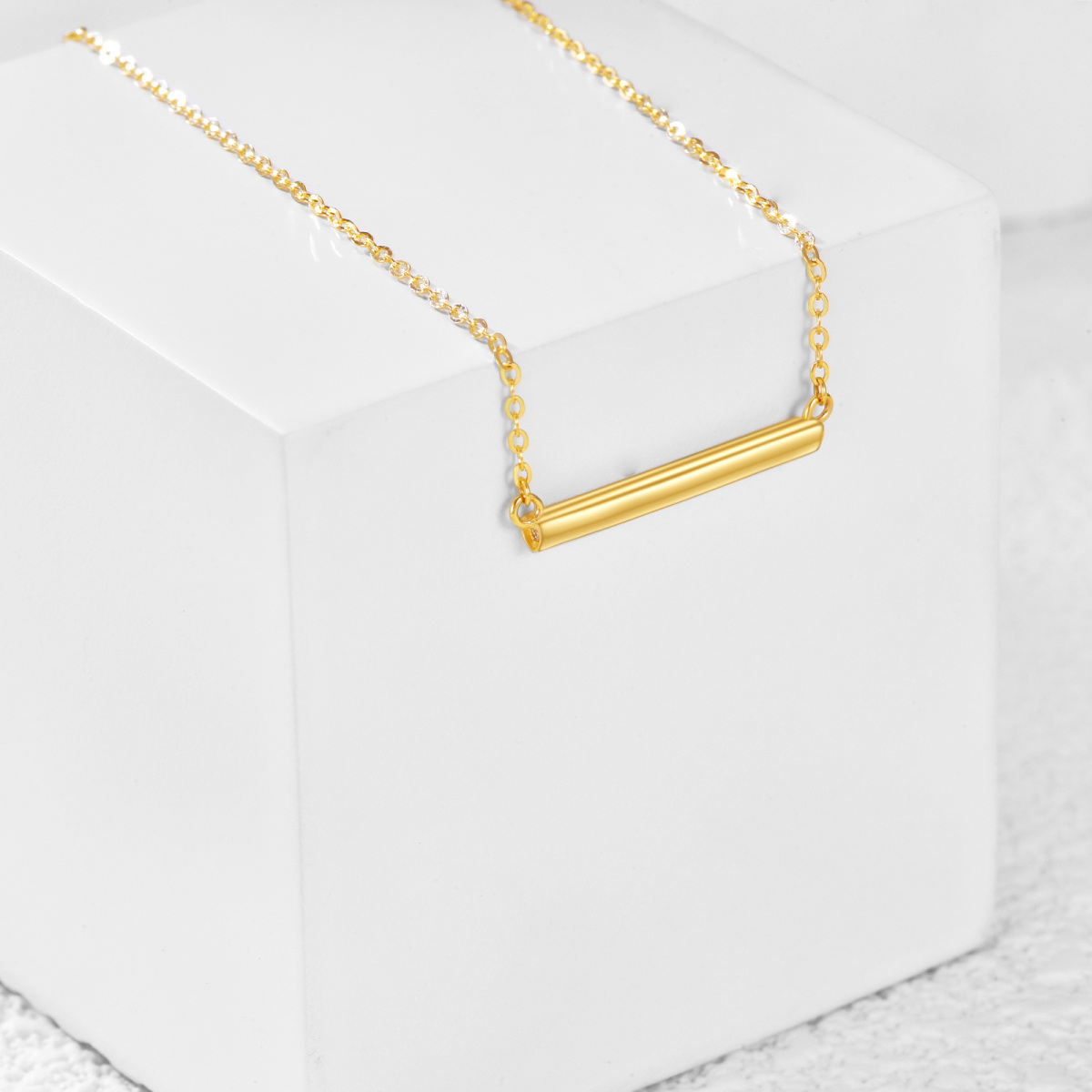 10K Gold Cubic Zirconia Bar Necklace-3