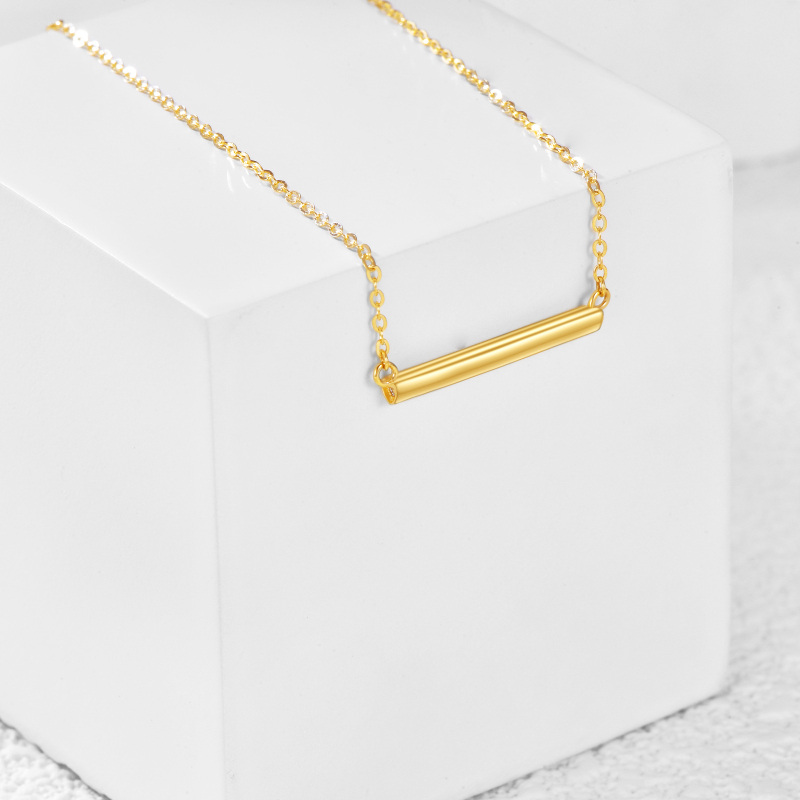 10K Gold Cubic Zirconia Bar Necklace-3