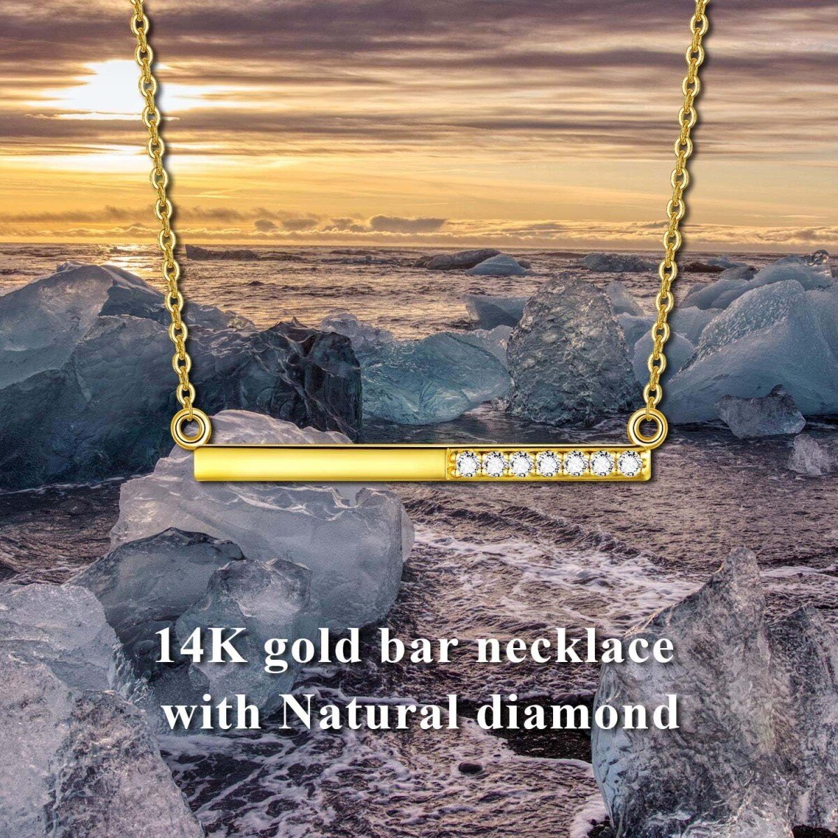 10K Gold Cubic Zirconia Bar Necklace for Women-6