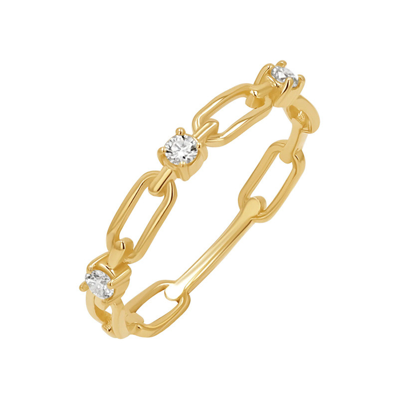 Anillo de cadena con clip de papel de oro de 14 quilates-1