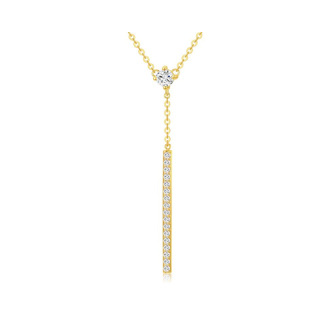 10K Gold Cubic Zirconia Bar Pendant Necklace-41