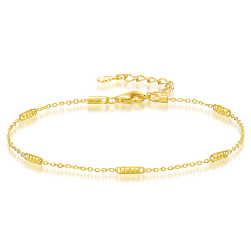 10K Gold Bar & Square Charm Bracelet-11