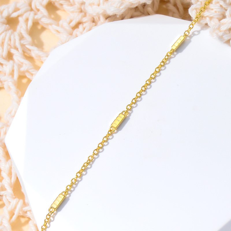 10K White Gold Bar & Square Charm Bracelet-4