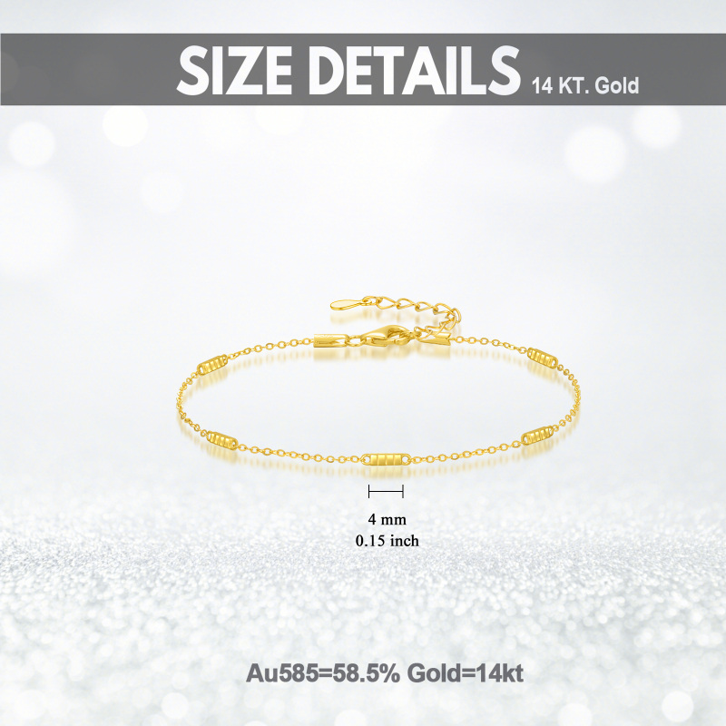 10K White Gold Bar & Square Charm Bracelet-5