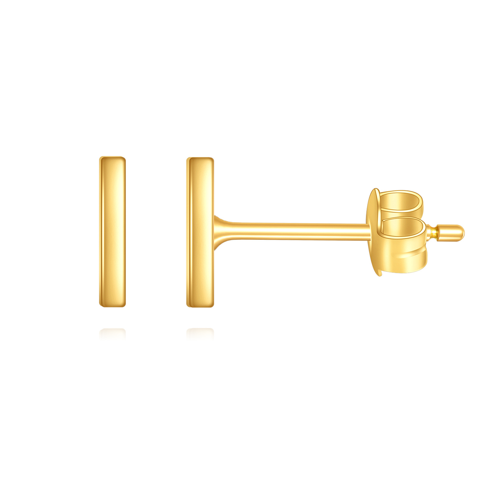 14K Gold Bar Stud E… - image