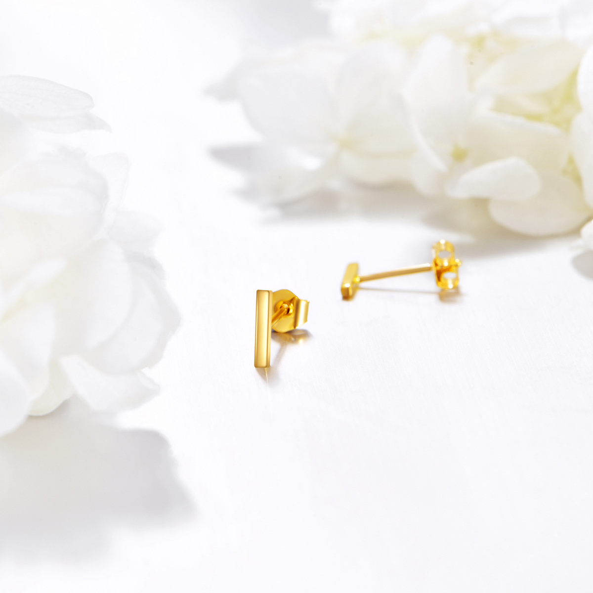 10K Gold Bar Stud Earrings-4