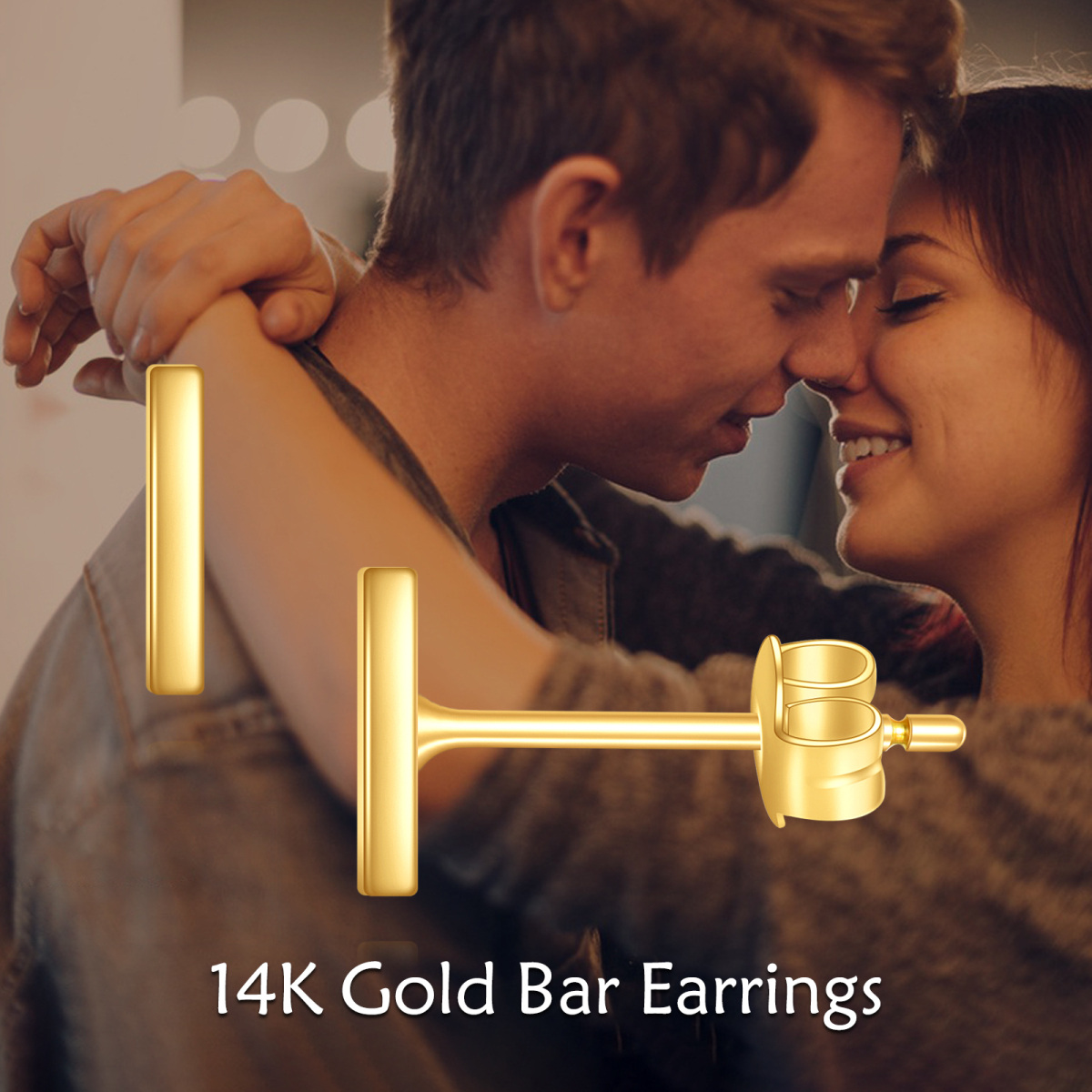 10K Gold Bar Stud Earrings-6