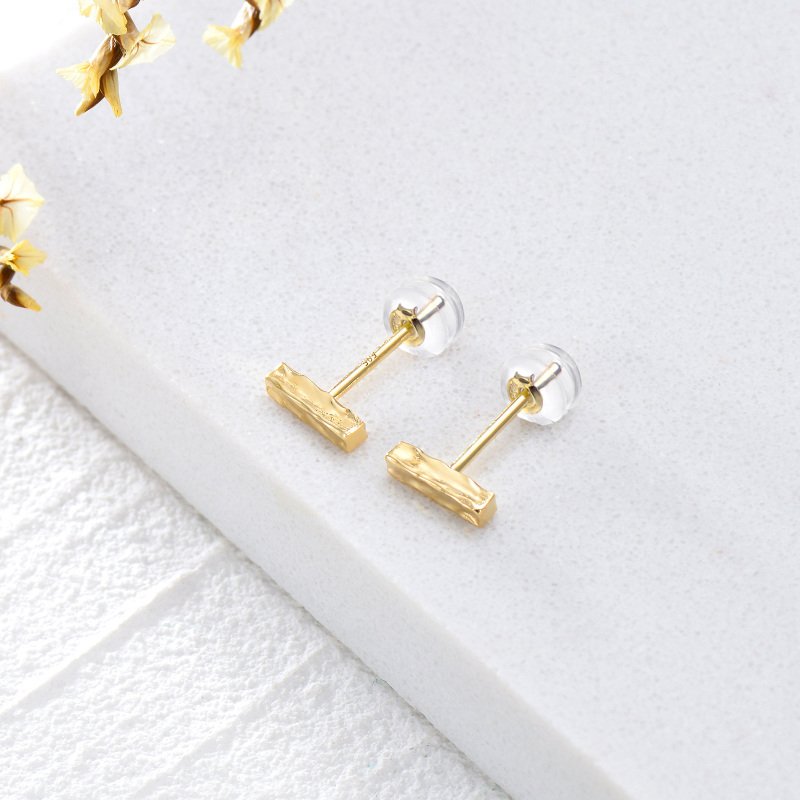 14K Gold Bar Stud Earrings-4