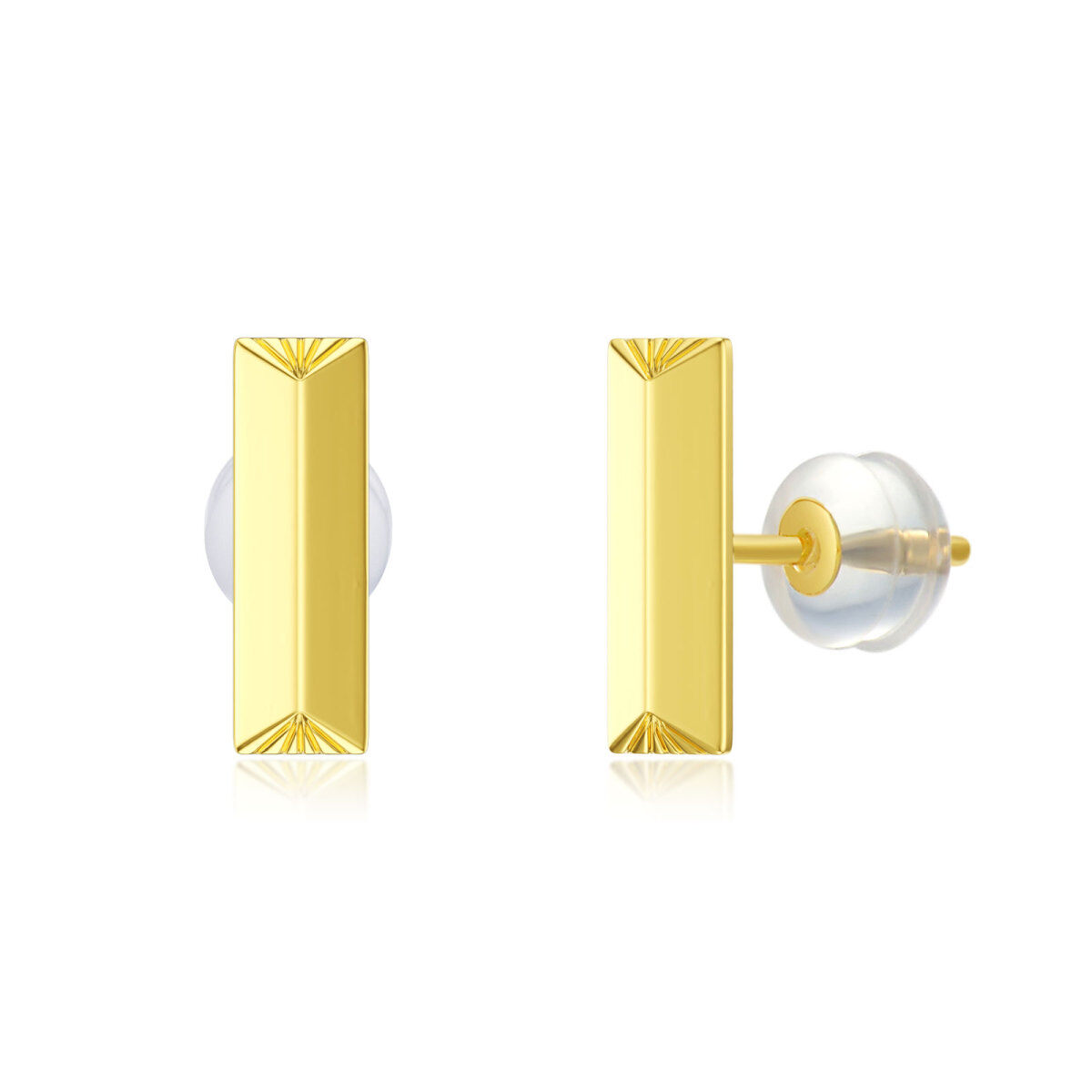 10K Gold Bar Stud Earrings-1