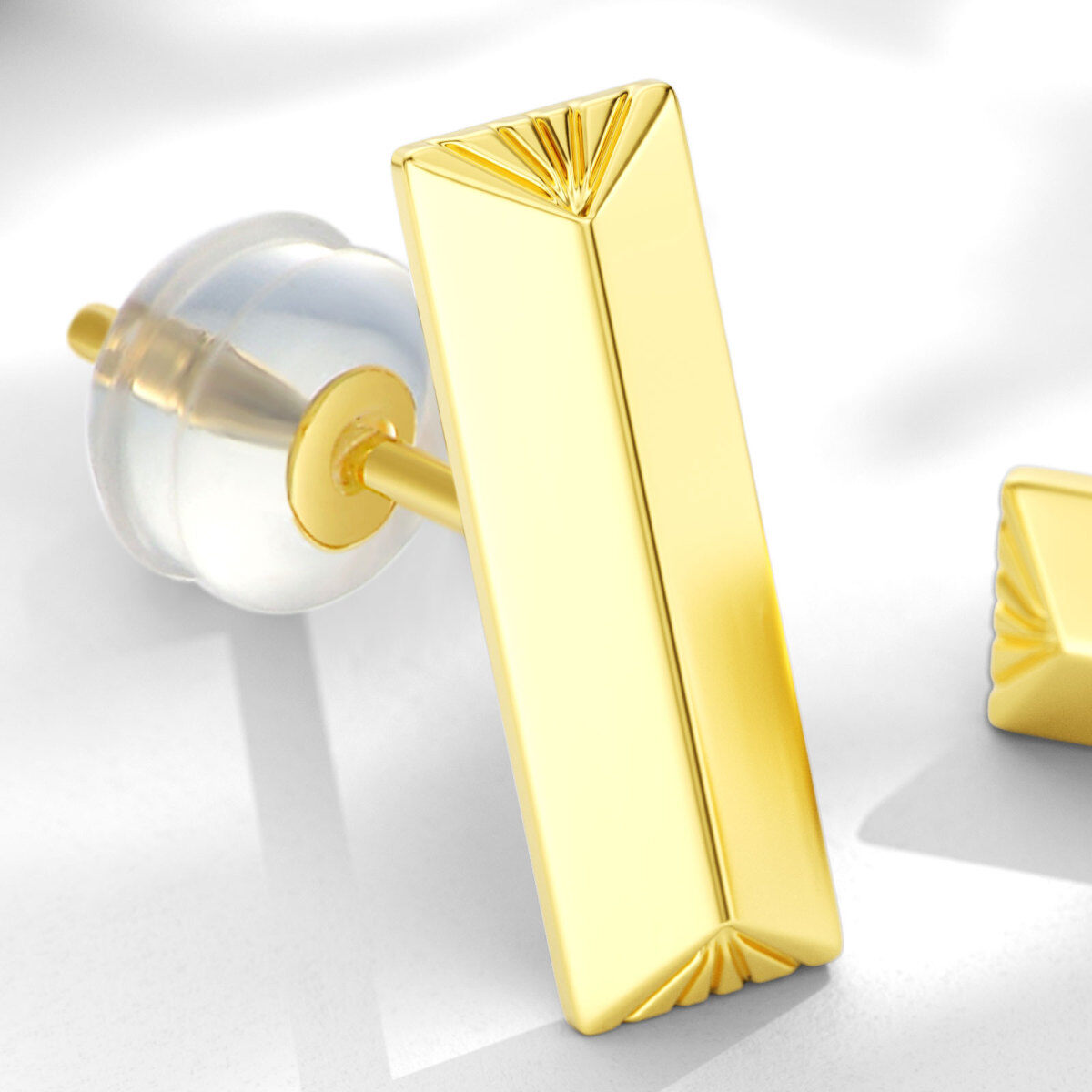 10K Gold Bar Stud Earrings-4