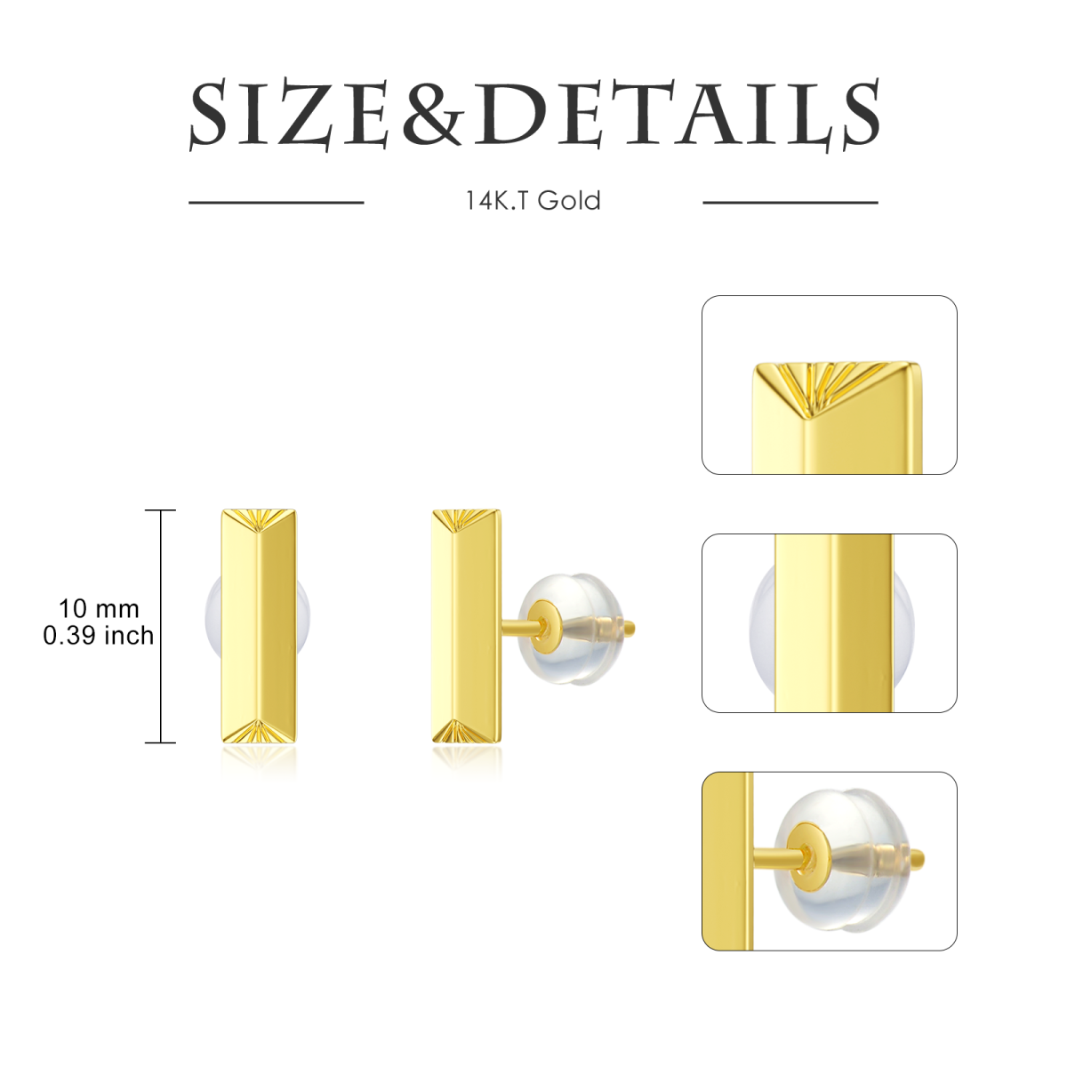 14K Gold Bar Stud Earrings-5