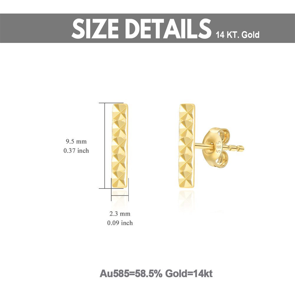 10K Gold Bar Stud Earrings-5